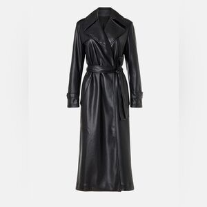 Derek Lam black faux leather trench coat size S ($475 retail price)